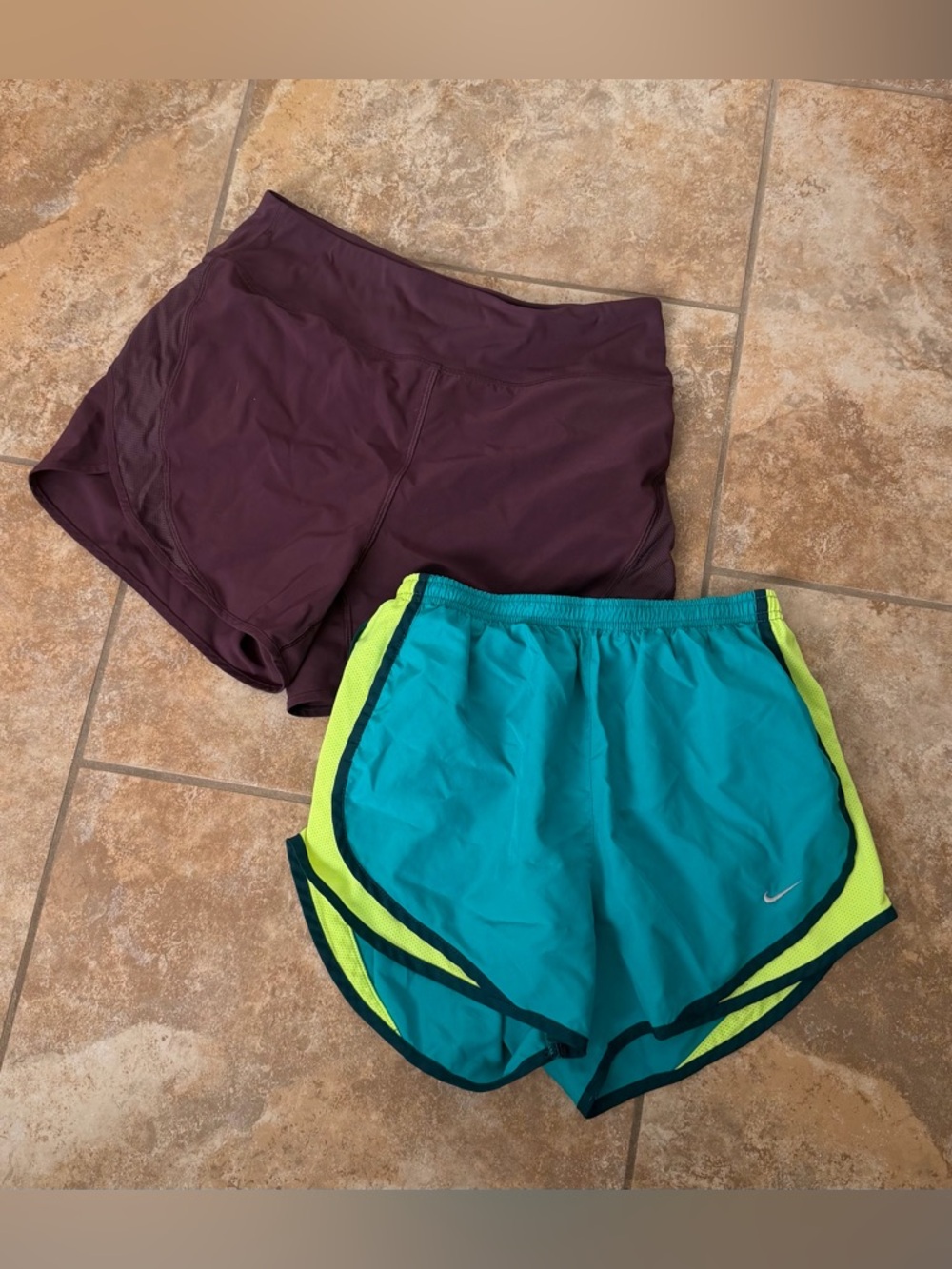 Nike Women's Teal, Neon Yellow & CRZ Yoga Plum Athletic Shorts bundle